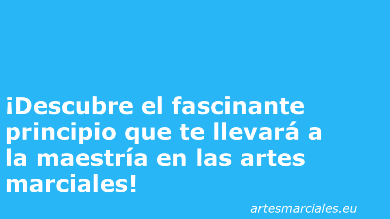 ¡Descubre el fascinante principio que te llevará a la maestría en las artes marciales!