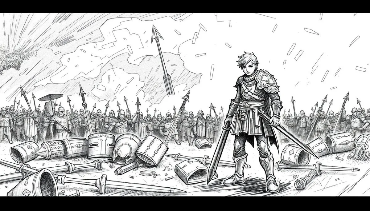 Miyamoto Musashi durante su juventud como samurái en los campos de batalla del turbulento período Sengoku Joven Miyamoto Musashi como guerrero en el período Sengoku de Japón
