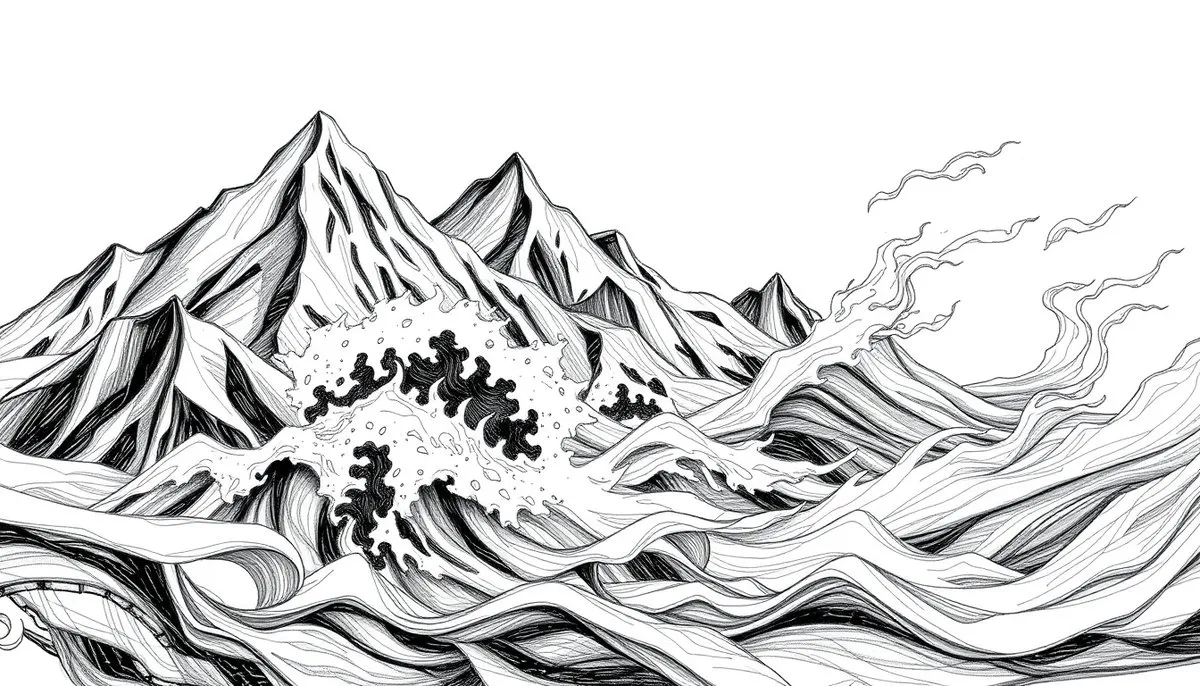 Visualización abstracta de los cinco elementos (tierra, agua, fuego, viento, vacío) del tratado filosófico de Musashi Representación de los cinco elementos del Libro de los Cinco Anillos